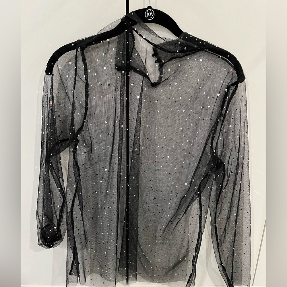 Mesh long sleeve shirt black